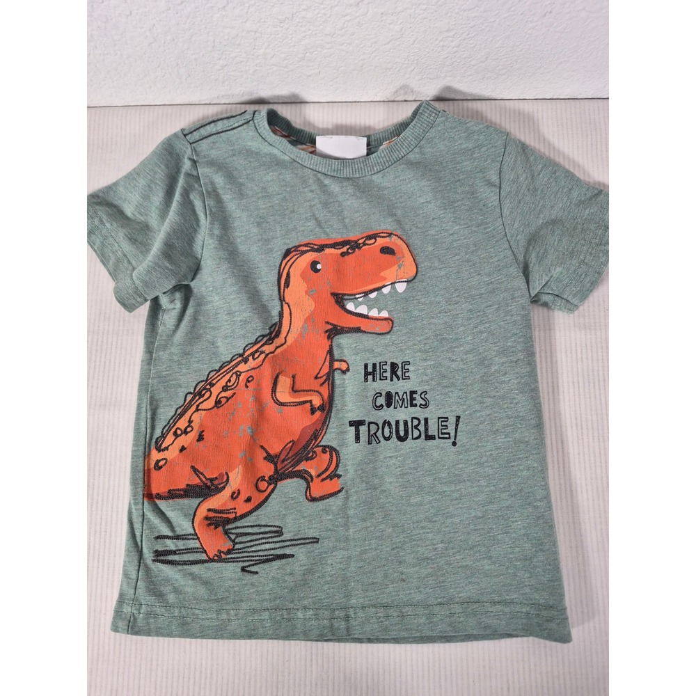 Tommy Bahama Boys Green T-Rex Here Comes Trouble Graphic T-Shirt Size 2T